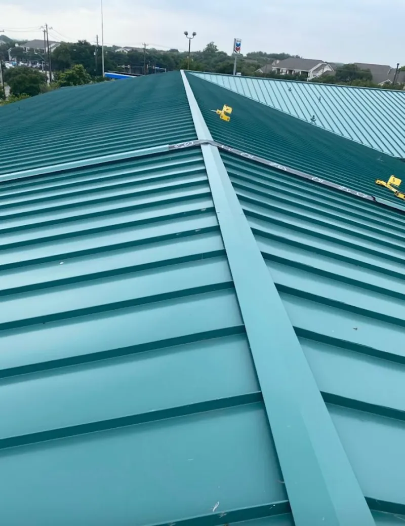 Green commercial metal roof ridge and valley for Metal Roof Repair in Monroeville